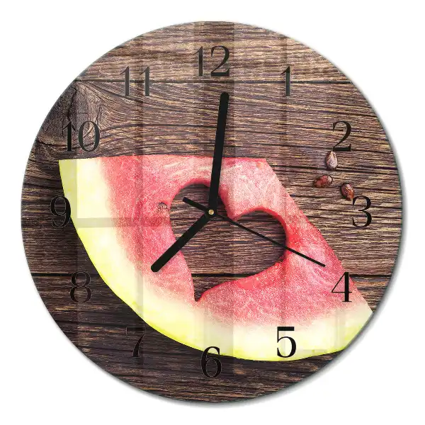 Runde wanduhr aus glas Wassermelone