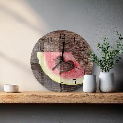 Runde wanduhr aus glas Wassermelone