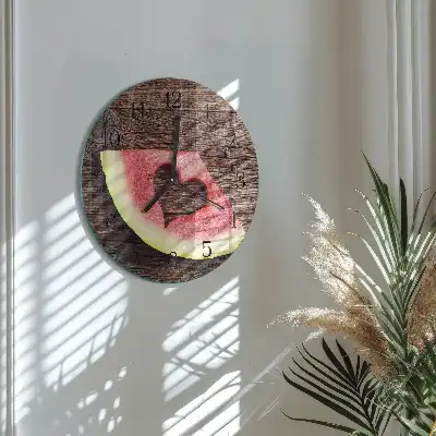 Runde wanduhr aus glas Wassermelone