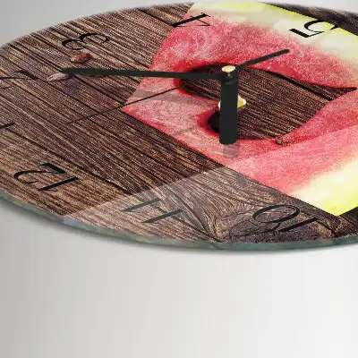 Runde wanduhr aus glas Wassermelone
