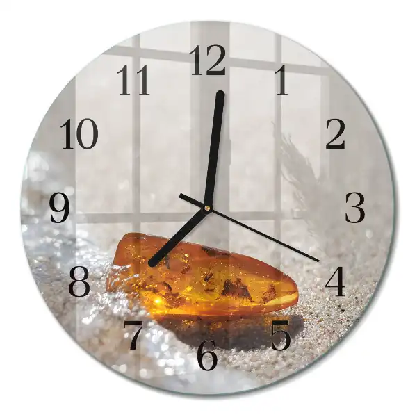 Runde wanduhr aus glas Bernstein