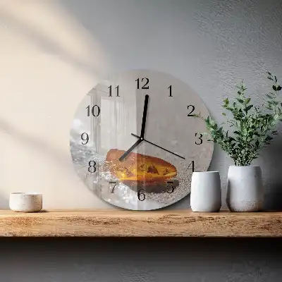 Runde wanduhr aus glas Bernstein
