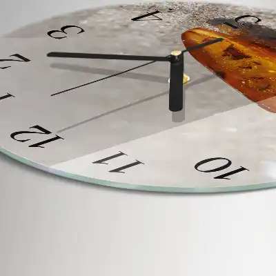 Runde wanduhr aus glas Bernstein