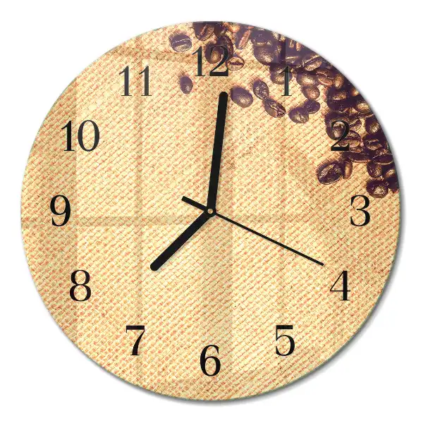 Glas wanduhr mit motiv rund Kaffeebohnen
