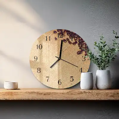 Glas wanduhr mit motiv rund Kaffeebohnen