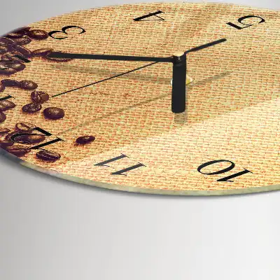 Glas wanduhr mit motiv rund Kaffeebohnen