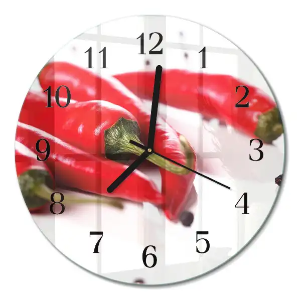 Glas wanduhr mit motiv rund Chilischoten