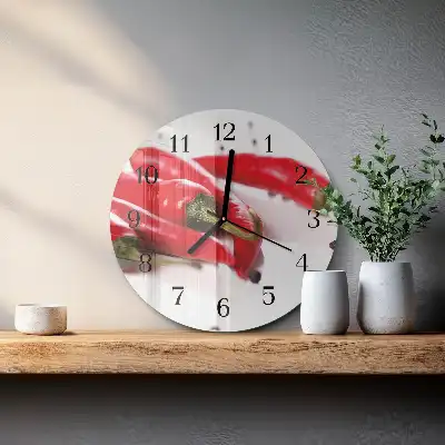 Glas wanduhr mit motiv rund Chilischoten