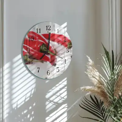 Glas wanduhr mit motiv rund Chilischoten