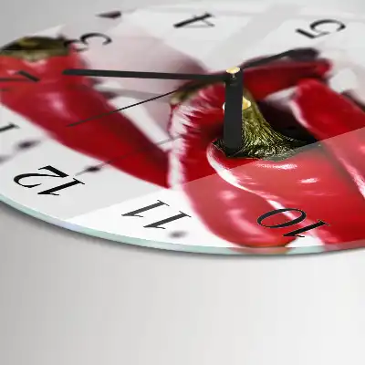 Glas wanduhr mit motiv rund Chilischoten