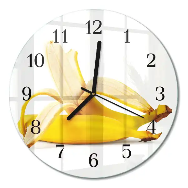 Wanduhr glas rund Bananen