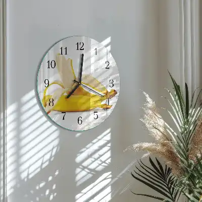 Wanduhr glas rund Bananen