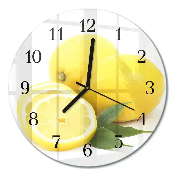 Wanduhr glas rund Zitronen