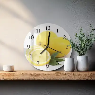 Wanduhr glas rund Zitronen