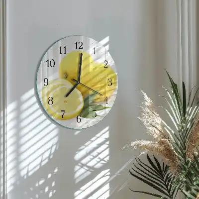 Wanduhr glas rund Zitronen