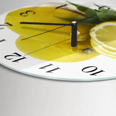 Wanduhr glas rund Zitronen