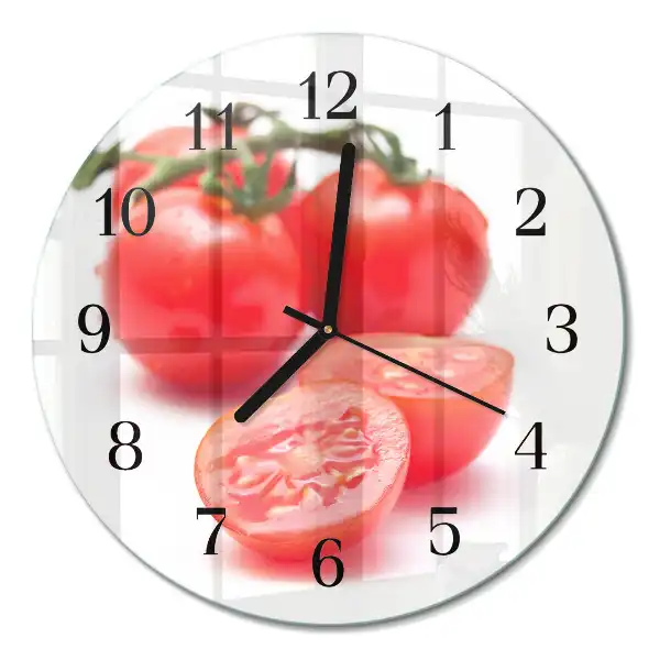 Wanduhr glas rund Tomaten