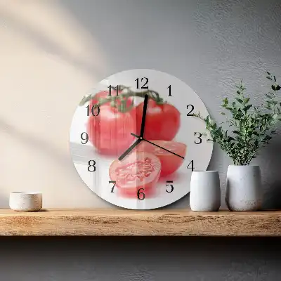 Wanduhr glas rund Tomaten