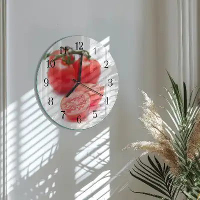 Wanduhr glas rund Tomaten