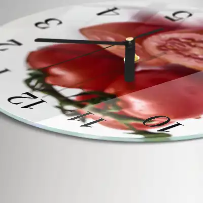 Wanduhr glas rund Tomaten