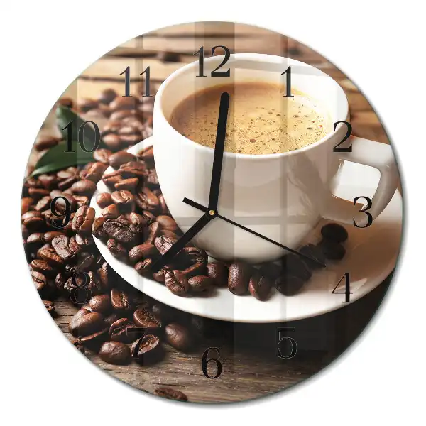 Runde wanduhr aus glas Kaffee