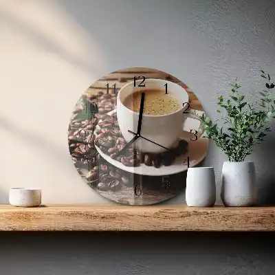Runde wanduhr aus glas Kaffee