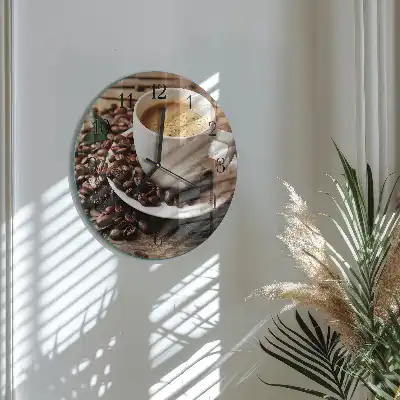 Runde wanduhr aus glas Kaffee