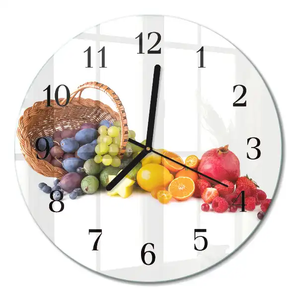 Runde wanduhr aus glas Obst