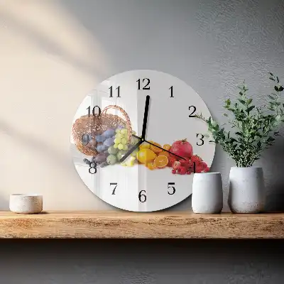 Runde wanduhr aus glas Obst