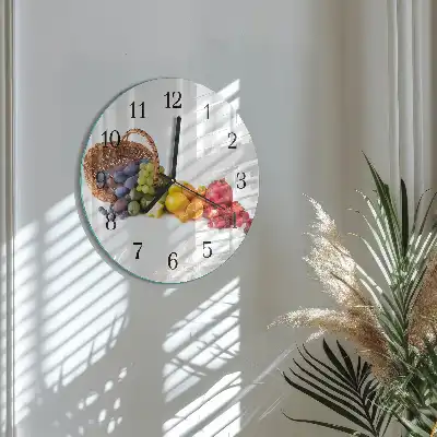 Runde wanduhr aus glas Obst
