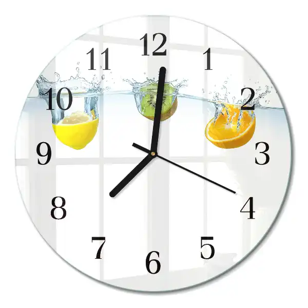 Runde wanduhr aus glas Kiwi