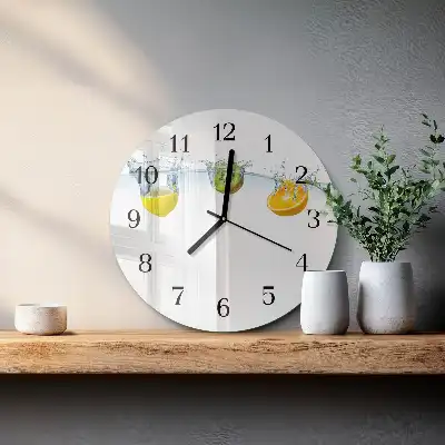 Runde wanduhr aus glas Kiwi