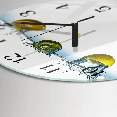 Runde wanduhr aus glas Kiwi