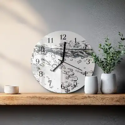 Runde wanduhr aus glas Wasser