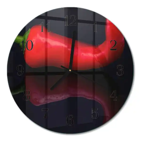 Wanduhr glas rund Chilischoten
