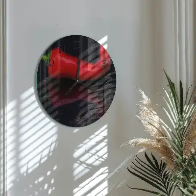 Wanduhr glas rund Chilischoten