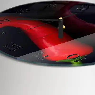 Wanduhr glas rund Chilischoten