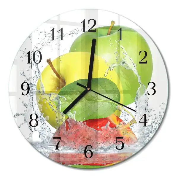 Runde wanduhr aus glas Apfel