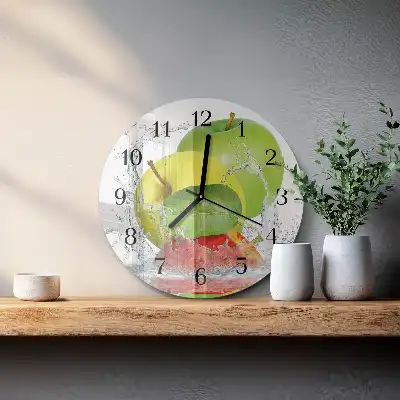 Runde wanduhr aus glas Apfel