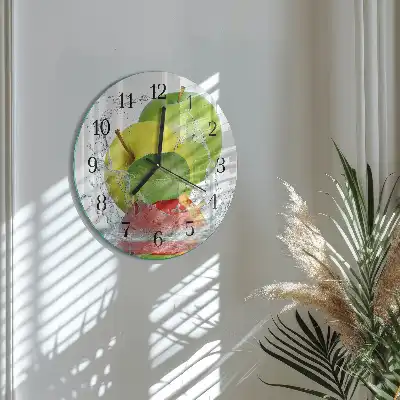 Runde wanduhr aus glas Apfel