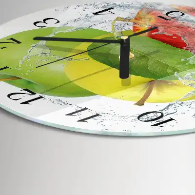 Runde wanduhr aus glas Apfel