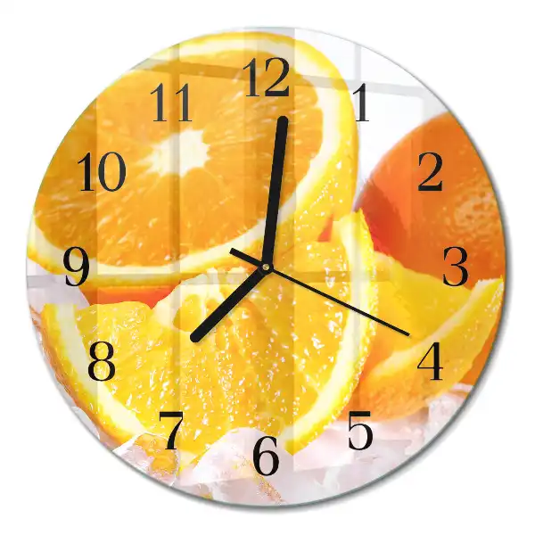 Glas wanduhr mit motiv rund Orangen