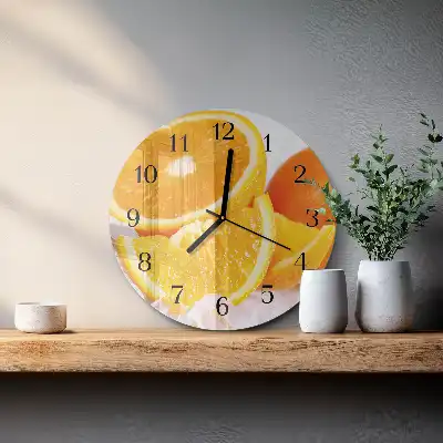 Glas wanduhr mit motiv rund Orangen