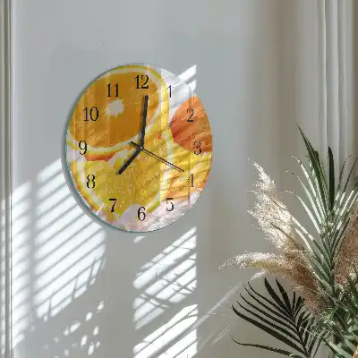 Glas wanduhr mit motiv rund Orangen
