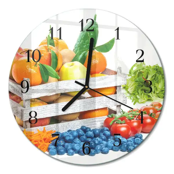 Runde wanduhr aus glas Gemüse