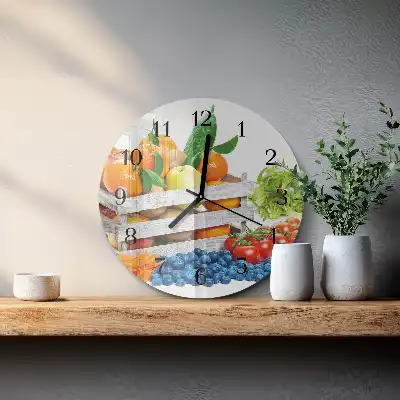 Runde wanduhr aus glas Gemüse