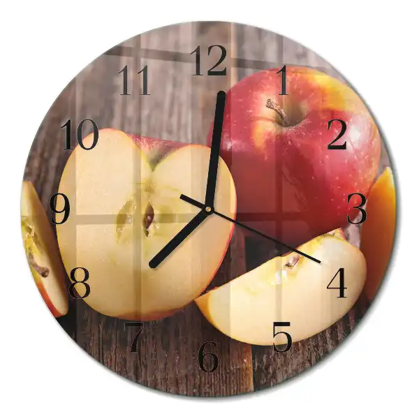 Runde wanduhr aus glas Apfel