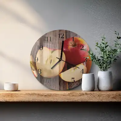 Runde wanduhr aus glas Apfel