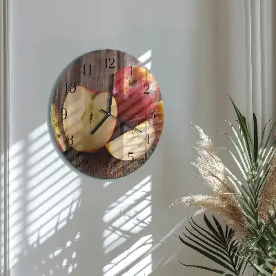 Runde wanduhr aus glas Apfel