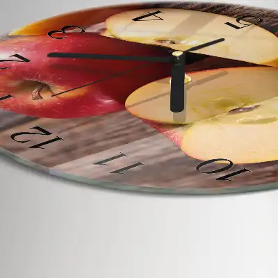 Runde wanduhr aus glas Apfel